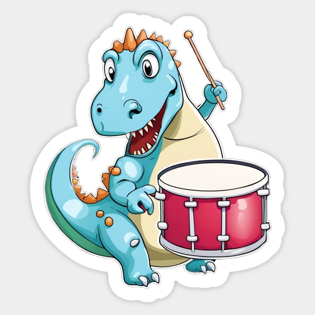 Dinosaur Playing Drums Sticker by MordaxFurittus